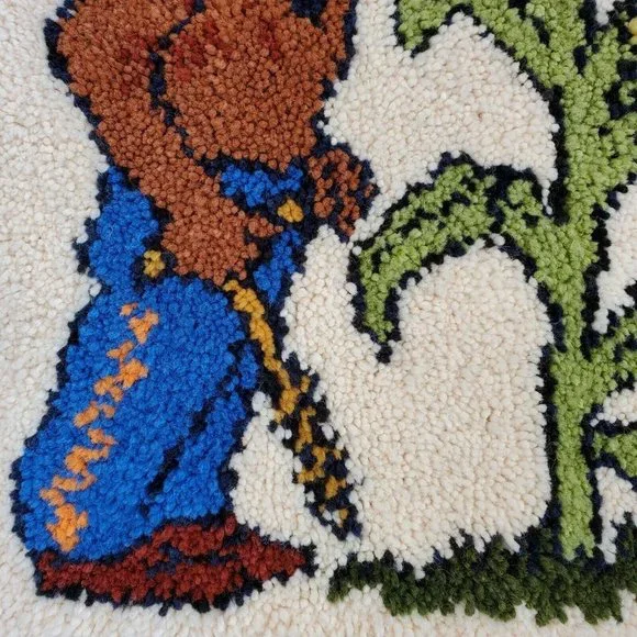 Vintage Native American Corn Stalk Finished Latchhook Wall Tapestry 35 x‎ 29
